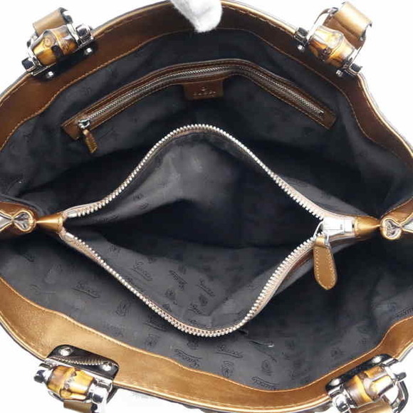 Gucci Tote Bag White Pattern Bamboo Guccissima Leather Bron White - Picture 2 of 7